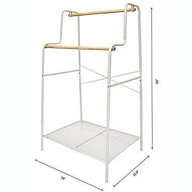 Squared Away&trade; 2-Tier Garment Rack with Storage Base in Blond/Coconut Milk. View a larger version of this product image.