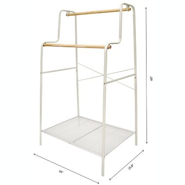 Squared Away&trade; 2-Tier Garment Rack with Storage Base in Blond/Coconut Milk. View a larger version of this product image.