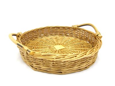 Bee &amp; Willow&trade; 14-Inch Round Willow Tray with Rattan Handles in Natural