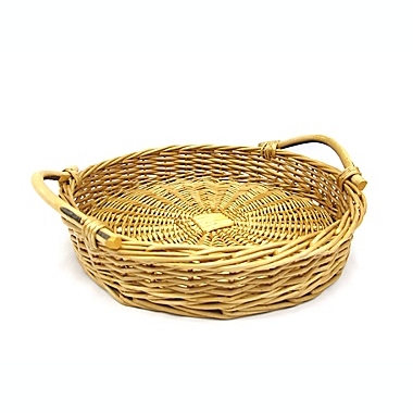 Bee &amp; Willow&trade; 14-Inch Round Willow Tray with Rattan Handles in Natural. View a larger version of this product image.