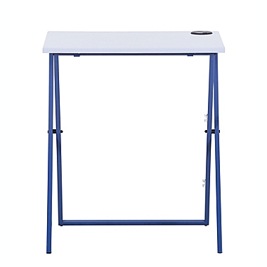 Simply Essential&trade; Folding Desk with Qi Charger in White/Navy. View a larger version of this product image.