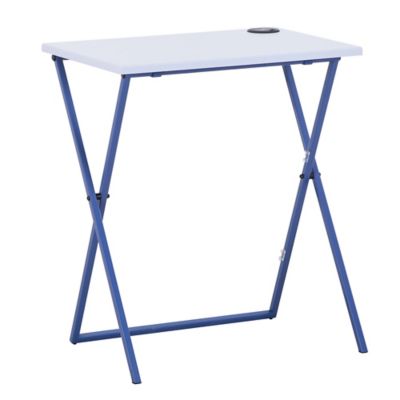 Simply Essential&trade; Folding Desk with Qi Charger in White/Navy