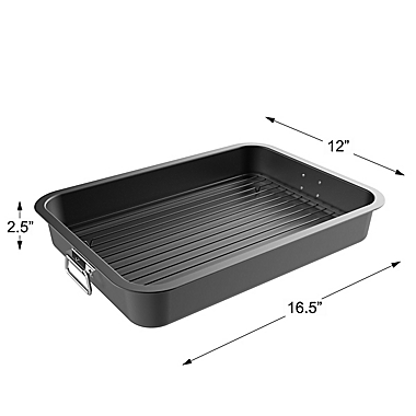 Hastings Home Nonstick Carbon Steel Roasting Pan with Flat Rack. View a larger version of this product image.