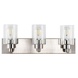 JONATHAN Y Irving 22-Inch 3-Light Glass/Iron LED Vanity in Nickel