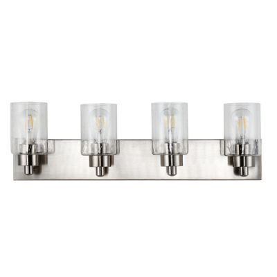 JONATHAN Y Irving 27.75-Inch 4-Light Glass/Iron LED Vanity in Nickel