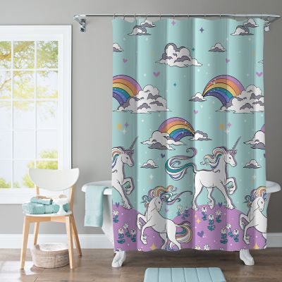 60/72/79"Waterproof Polyester Fabric Shower Curtain &Hook-Unicorn Carriage WG134 
