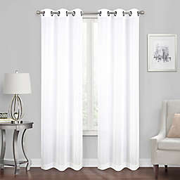 Simply Essential™ Stripe 63-Inch Grommet Sheer Curtain Panels in Egret (Set of 2)