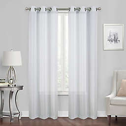 Simply Essential™ Stripe 84-Inch Grommet Sheer Curtain Panels in Microchip (Set of 2)
