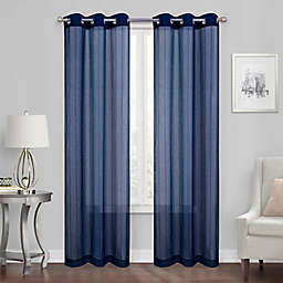 Simply Essential™ Stripe 108-Inch Grommet Curtain Panels in Mood Indigo (Set of 2)