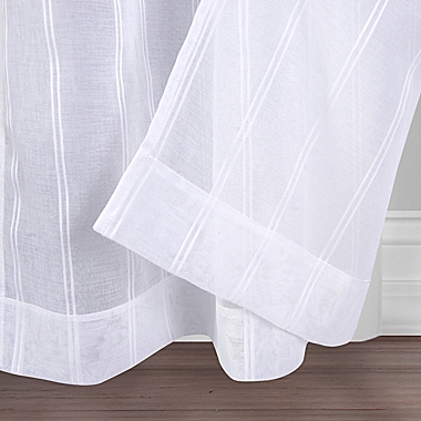 Simply Essential&trade; Stripe 108-Inch Grommet Curtain Panels in Bright White (Set of 2). View a larger version of this product image.