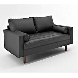 US Pride Furniture® Clovis Faux Leather Square-Arm Loveseat in Black