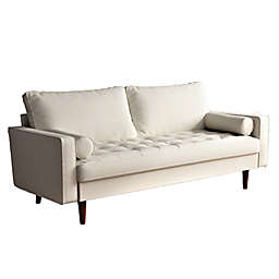 USPride Furniture Clovis Vegan Leather Square Arm Sofa in White