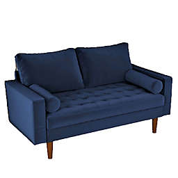 US Pride Furniture® Clovis Velvet Square-Arm Loveseat in Navy Blue