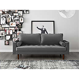 US Pride Furniture® Clovis Velvet Square-Arm Sofa in Grey