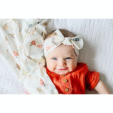 Copper Pearl&reg; Size 0-4M Maui Knit Bow Headband in Green. View a larger version of this product image.