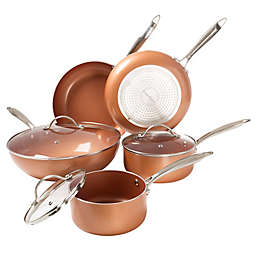 Hastings Home Nonstick Aluminum 8-Piece Cookware Set in Copper