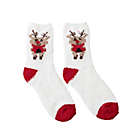 Alternate image 1 for Winter Wonderland Reindeer/Snowflakes Socks in Red/White (Set of 2)