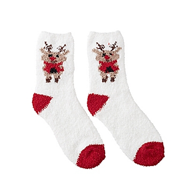Winter Wonderland Reindeer/Snowflakes Socks in Red/White (Set of 2). View a larger version of this product image.