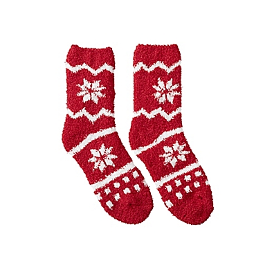 Winter Wonderland Reindeer/Snowflakes Socks in Red/White (Set of 2). View a larger version of this product image.