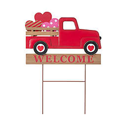 Glitzhome® 24-Inch 2-Function Valentine's Truck Welcome Yard Stake and Hanging Sign