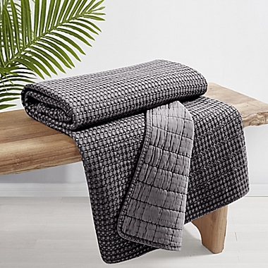 Levtex Home Mills Waffle Quilted Throw Blanket in Charcoal. View a larger version of this product image.