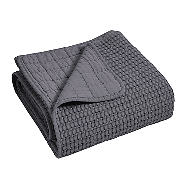 Levtex Home Mills Waffle Quilted Throw Blanket in Charcoal. View a larger version of this product image.