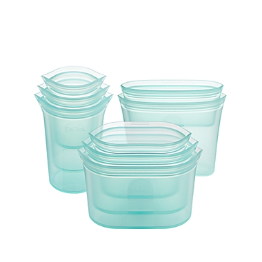 Zip Top&trade; 8-Piece Reusable Food Storage Set in Teal. View a larger version of this product image.