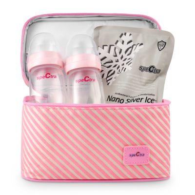 Spectra&reg; Pink Cooler Kit with Ice Pack and Milk Bottles