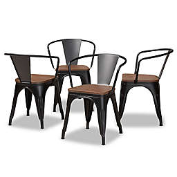 Baxton Studio Annetta Dining Chairs with Walnut Seat (Set of 4)