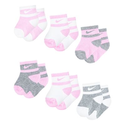 Nike&reg; Size 12-24M 6-Pack Swoosh Socks in Pink