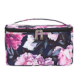Modella® Cosmetic Accessory Train Case in Midnight Blue & Pink Floral