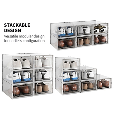 Simply Essential&trade; Swing-Front Shoe Storage Boxes (Set of 6). View a larger version of this product image.