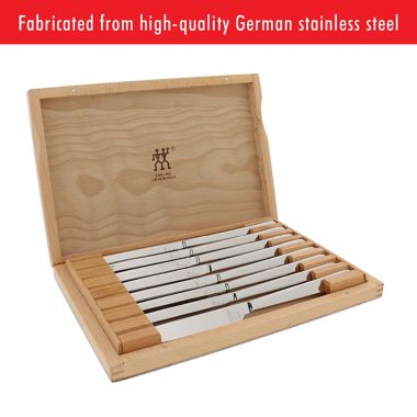 ZWILLING 8-Piece Stainless Steel Steak Knife Set in Presentation Box. View a larger version of this product image.