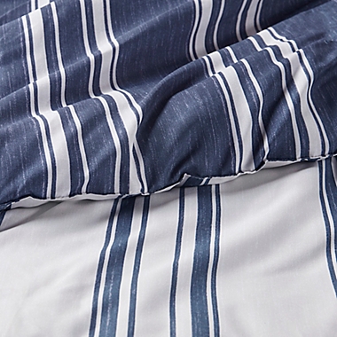 Clean Spaces Cobi 3-Piece Reversible Striped King/California King Comforter Set in Navy. View a larger version of this product image.