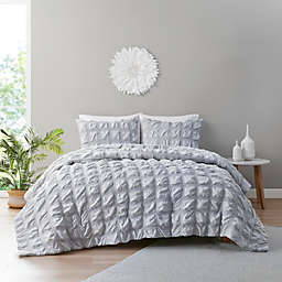 Clean Spaces Denver 7-Piece Seersucker Queen Complete Comforter and Sheet Set in Gray