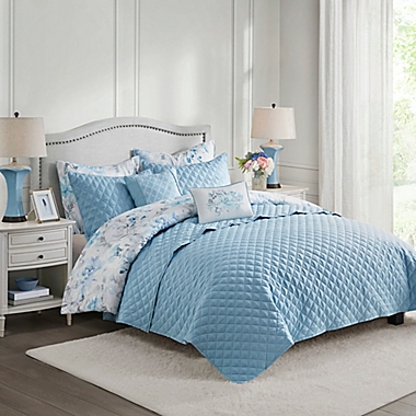Madison Park&reg; Pema 8-Piece Printed Full/Queen Comforter and Coverlet Set Collection in Blue. View a larger version of this product image.