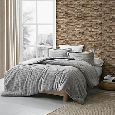 Madison Park&reg; Amara Faux Fur 3-Piece King/California King Comforter Set in Grey. View a larger version of this product image.