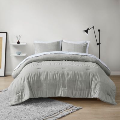 Madison Park Essentials Nimbus 7-Piece Queen Complete Comforter Bedding and Sheet Set in Grey