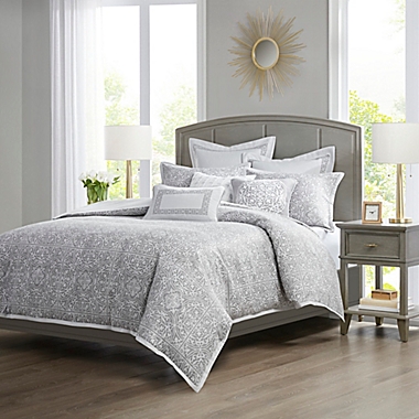 Madison Park Signature Windham Jacquard 8-Piece Queen Comforter Set in Grey. View a larger version of this product image.