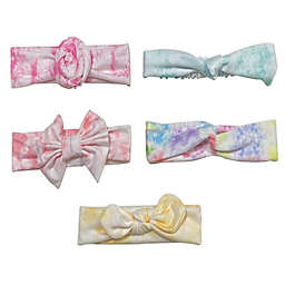Curls & Pearls 5-Piece Tie Dye Headband Set in Pink/Grey