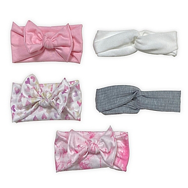 Curls &amp; Pearls 5-Piece Headwrap Set in Pink/White. View a larger version of this product image.