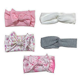Curls & Pearls 5-Piece Headwrap Set in Pink/White