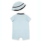 Alternate image 1 for Little Me&reg; 2-Piece Sailboat Short Sleeve Romper and Hat Set in Blue