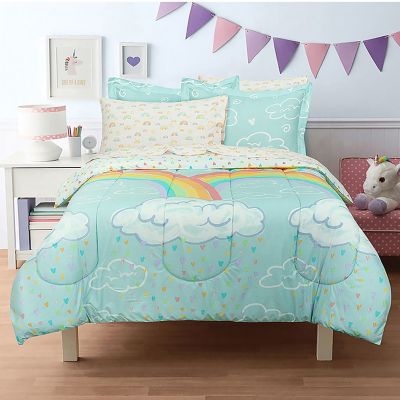 Kids Bedding Set Full Size Rainbow Bed Comforter Sheets Sham 7 Piece Girl Pink 
