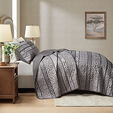 Madison Park&reg; Seri 3-Piece Reversible Jacquard Full/Queen Coverlet Set in Gray. View a larger version of this product image.