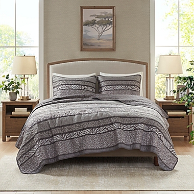 Madison Park&reg; Seri 3-Piece Reversible Jacquard Full/Queen Coverlet Set in Gray. View a larger version of this product image.