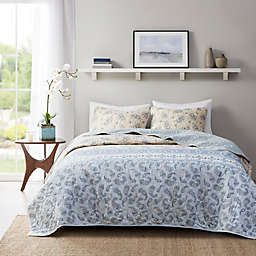 Madison Park® April 3-Piece Reversible Cotton Full/Queen Coverlet Set in Blue/Taupe