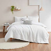 Urban Habitat Hayden Plush Clip Jacquard 5-Piece Full/Queen Duvet Cover Set in White