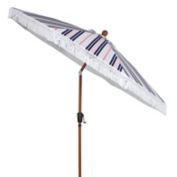 Everhome&trade; 9-Foot Fringed Stripe Octagonal Tilt Market Umbrella in Navy/Pink