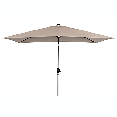 Everhome&trade; 11-Foot Solar LED Rectangular Market Umbrella in Warm Sand. View a larger version of this product image.